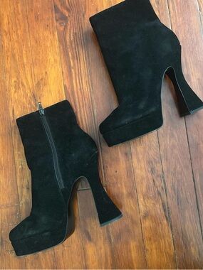 ASOS Black Suede Platform Ankle Boots
